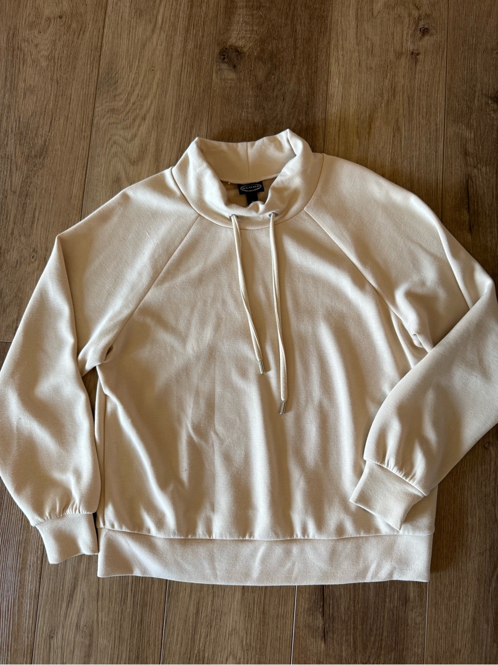Women's Cream Mock Neck Pullover Hoodie